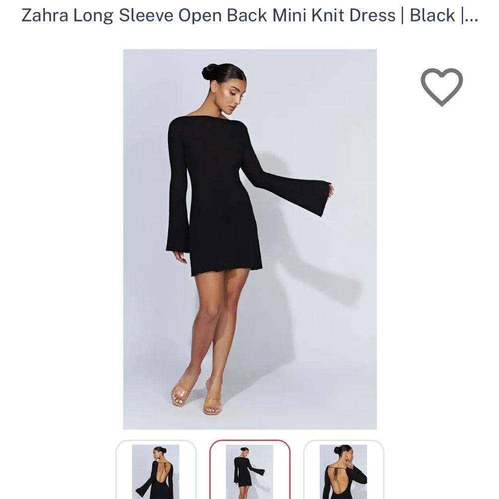 Meshki Zahra Black Long Sleeve Open Back Mini Knit Dress